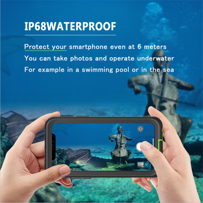 Vandtæt kasse vandtæt tilbehør telefon tørtaske til iphone 11 (lyserød) gennemsigtig bagcover