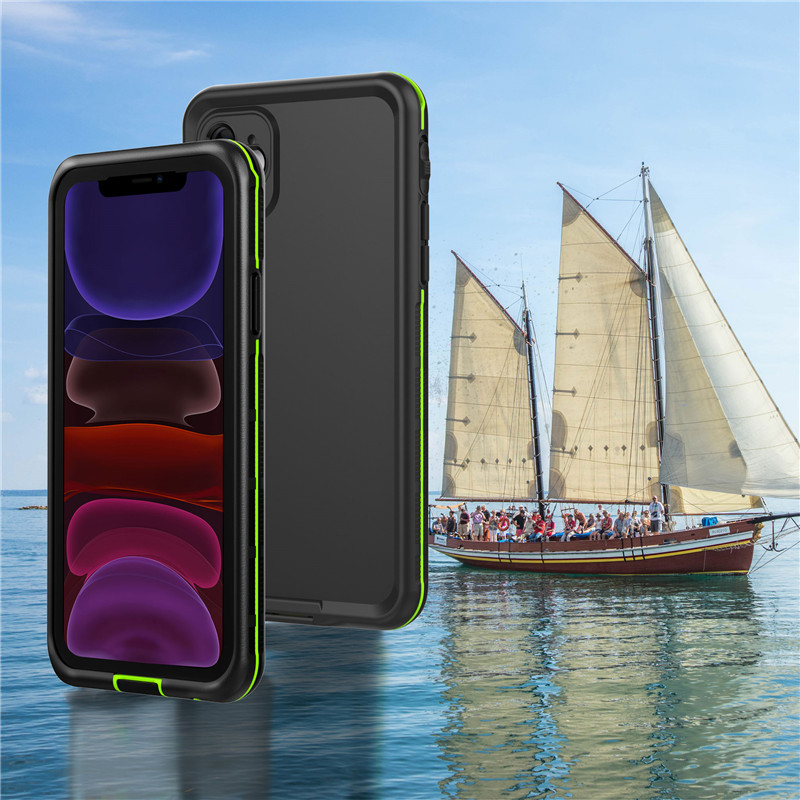 beholder til vandtæt telefonboks med vandtæt beholder til vandtæt mobiltelefon til iPhone 11 (sort) med omslag i fast farve