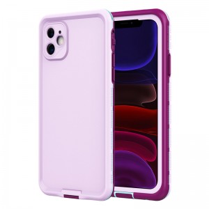 iPhone 11-vandtæt tilfælde med fuldstændig vandtæt iPhone 11-casestørrelse (lilla) med omslag i fast farve