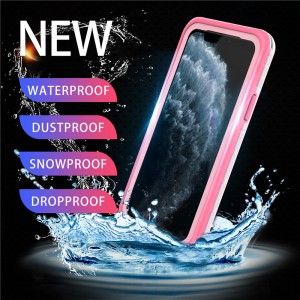 Apple iphone 11 pro vandtæt 100 vandtæt phone case iphone 11 pro vandtætte puh () pink) med fast farveomslag
