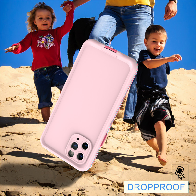 Apple iphone 11 pro vandtæt 100 vandtæt phone case iphone 11 pro vandtætte puh () pink) med fast farveomslag