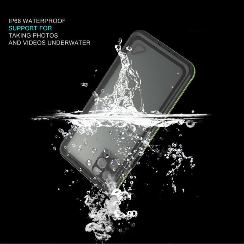 Vandtæt telefonhylster til svømmevand iphone 11 pro max taske livbeskyttet telefon (sort) med gennemsigtigt bagcover