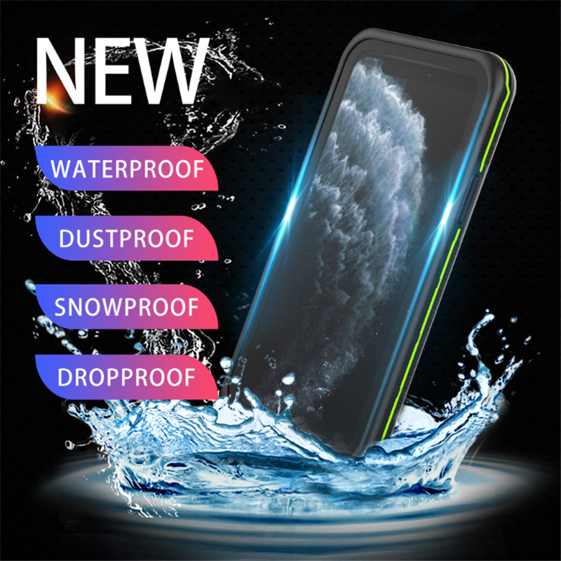Vandtæt telefonhylster til svømmevand iphone 11 pro max taske livbeskyttet telefon (sort) med gennemsigtigt bagcover