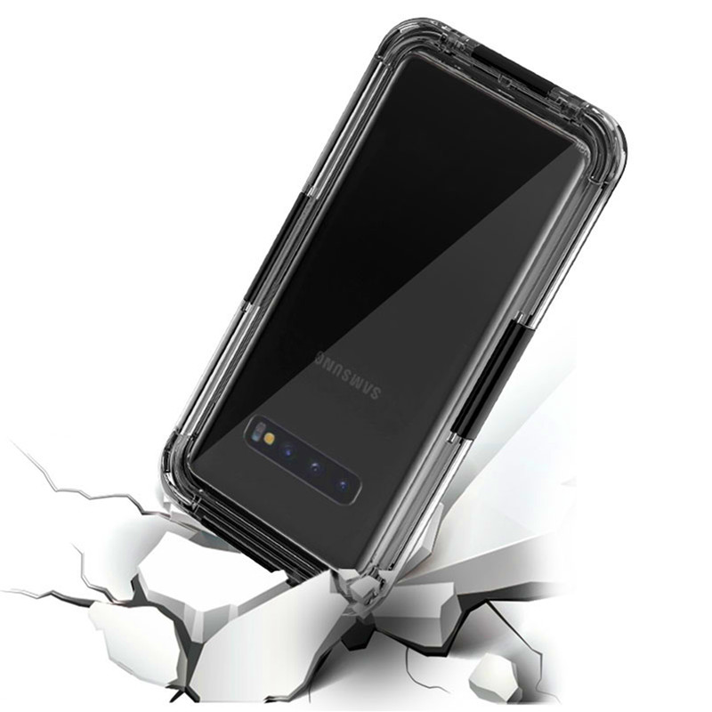 Vandtæt telefon kabinet holder plastik kasse vandtæt svømme mobiltelefon etui til Samsung S10 (sort)