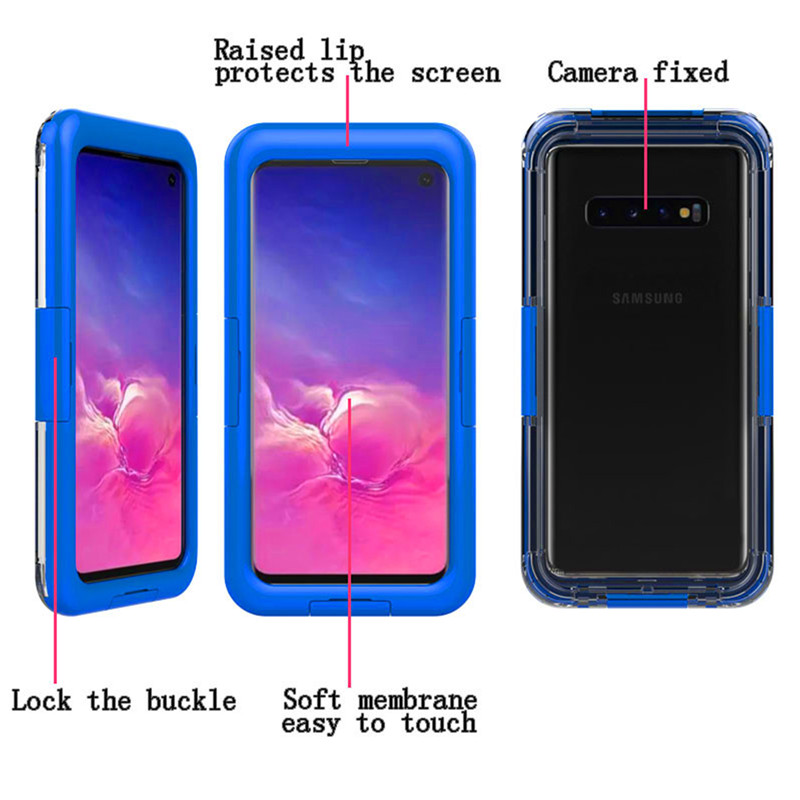 Beskyttelse mod undervands telefon bedst livssikret telefon taske til Samsung S10 (blå)