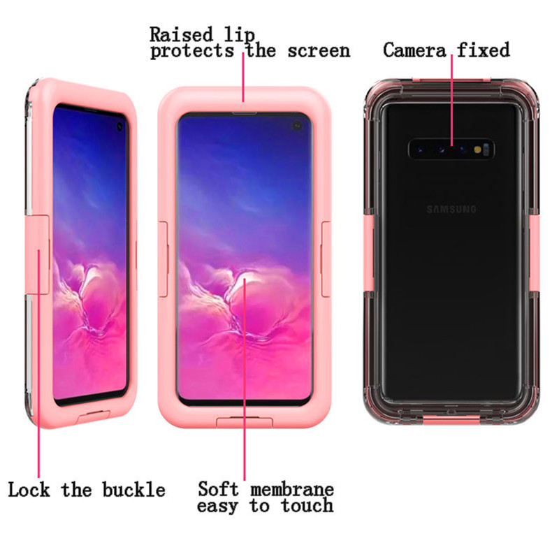 Ny billig vandtæt telefonhylster til Samsung S10 (Pink)