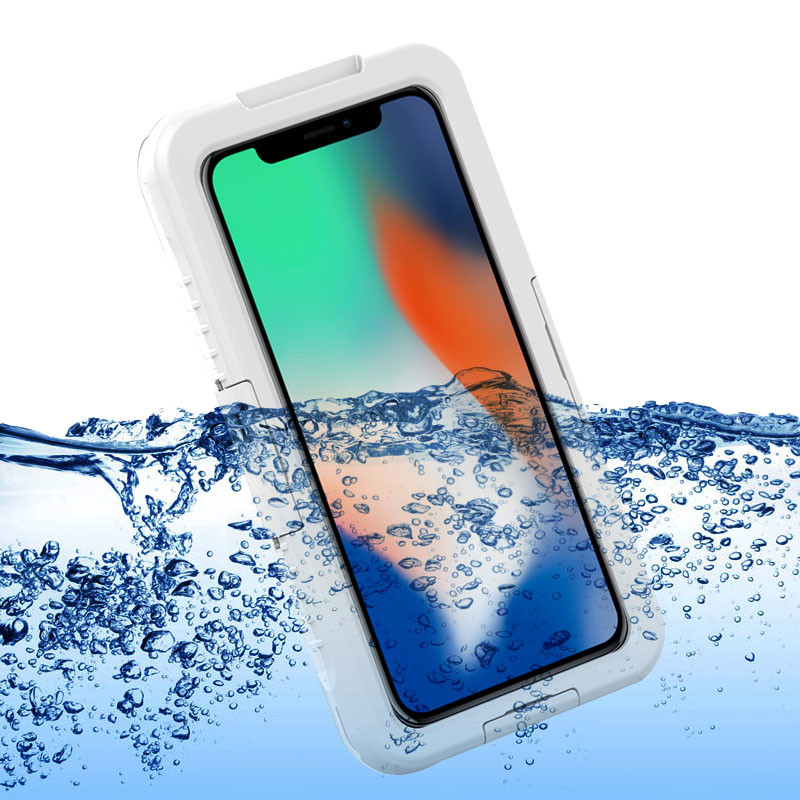 Universal mobiltelefon vandtæt taske lille klar vandtæt sag undervands kamerakasse til iphone XS Max (hvid)