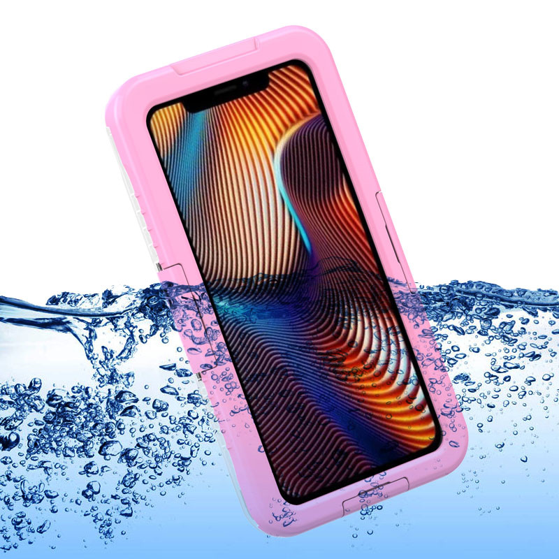 Billig iPhone XR-casestudie, livredder valle-\\351; til køb af undervands iphone casestudie kasse vandtæt til telefon og tegnebog () lyserød)