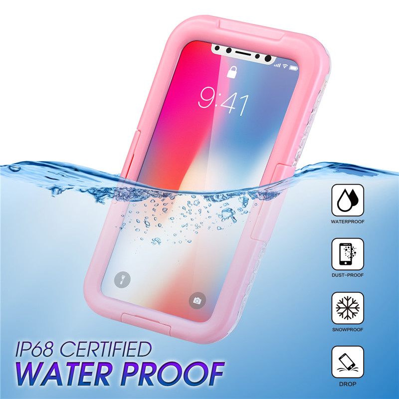 IPhone XR ip68 case vandtætte phone tegnebog alt bevis kasse (lyserød)